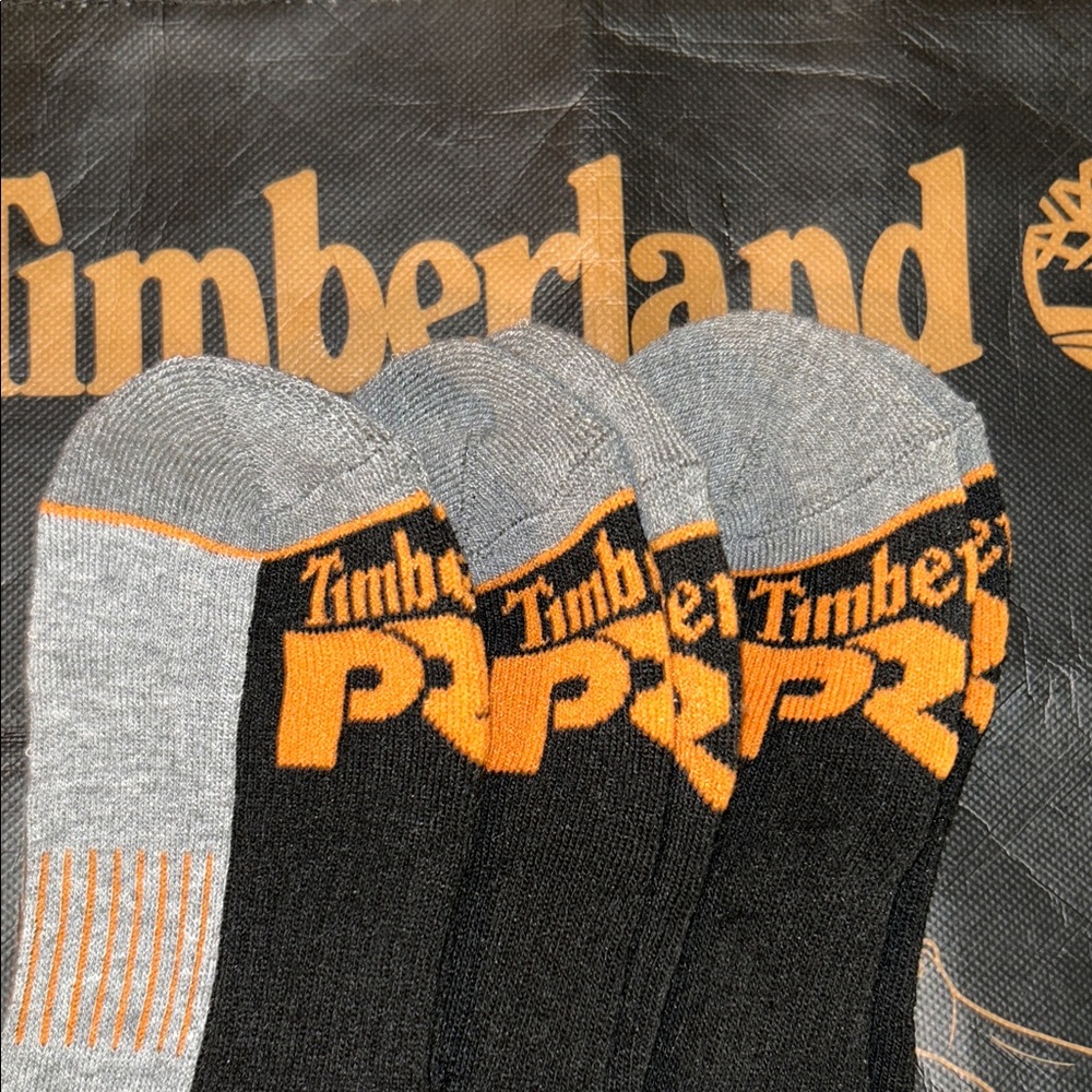 Timberland Men's Black, Gray, and Orange Athletic Socks